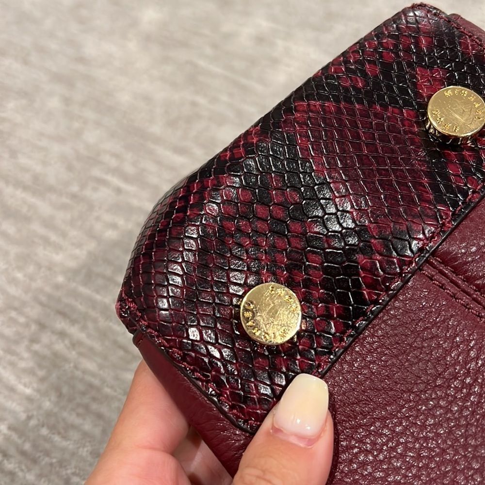 MICHAEL Michael Kors Riley Python-Embossed Satchel Bag in Merlot - Picture 12 of 16